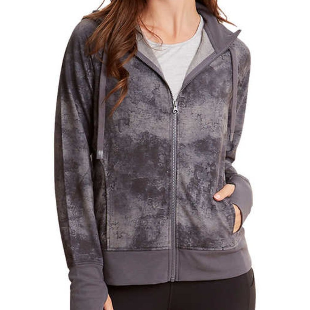 Danskin Full Zip Hoodie Jacket Marble Grey XL